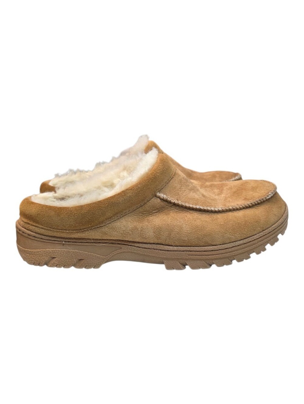 Eddie Bauer Mens Suede Leather Lined Mules Slippera Chestnut Tan Size 11